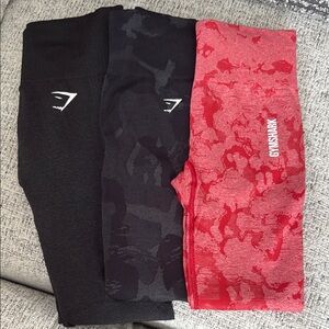 Gymshark Leggings Bundle - Black and Red Camo